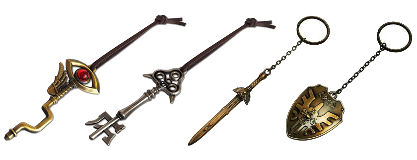 [予約開始]『ドラゴンクエスト』「ロトの剣」と「ロトの盾」が金属製のキーホルダーになって登場！重厚感のある金色古美仕上げです。