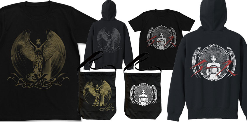 [予約開始]『イース』イースを象徴する女神像、懐かしいドットロゴのTシャツ、ショルダートート、ジップパーカーが登場！